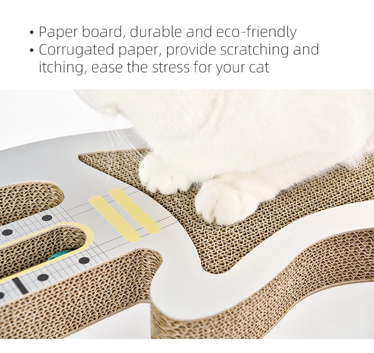 Economical Guitar Shaped Reinforced Corrugated Paperboard Cat Scratched Toy