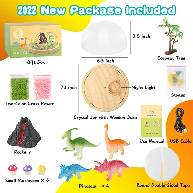 Make Your Own Dinosaur Night Light, Dinosaur Craft Kit for Kids, DIY Dinosaur Toy Gifts