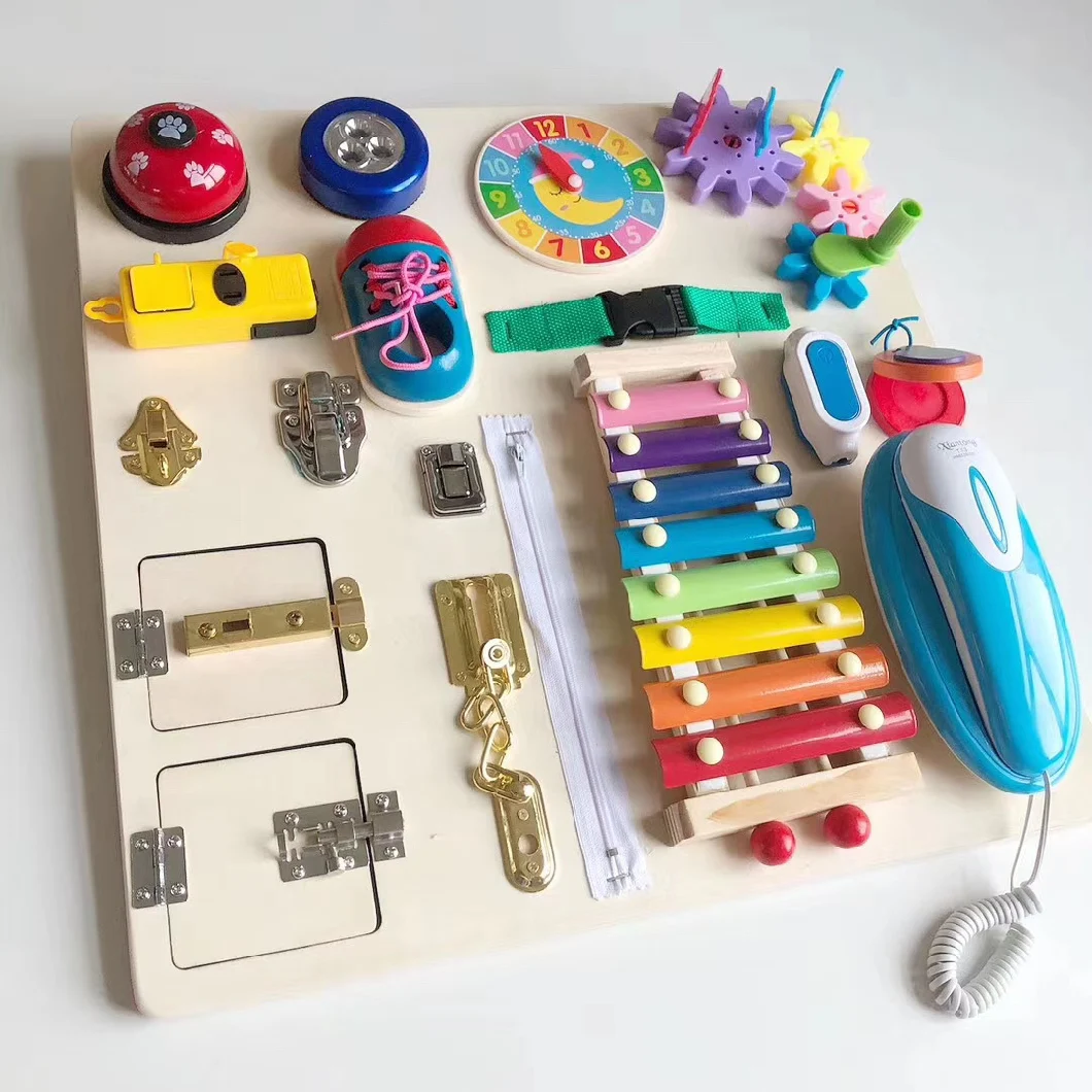 New Busy Board Rainbow Kids Musical Instruments Children Montessori Switch Unlocks Wooden Educational Toys