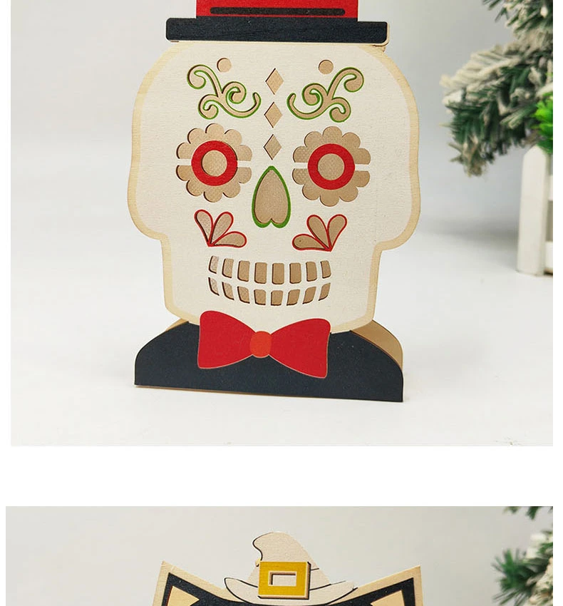 Jack-O &prime;-Lantern Pendant Decoration Halloween Crafts Pendant Ornaments Wooden Skull Ornaments