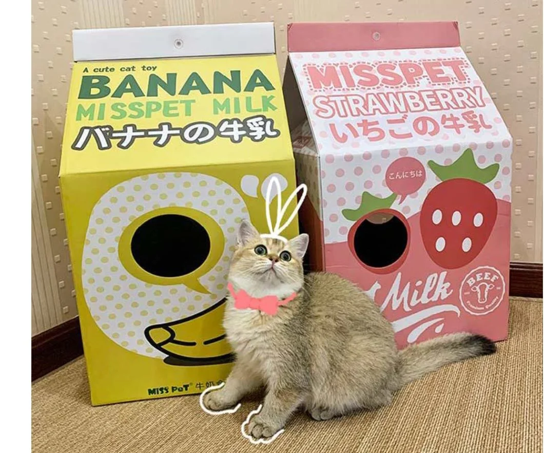 Custom Cheese Box Cat Scratch Board Cat Nest Corrugated Paper Box Pet House Toy