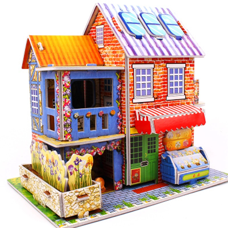 3D Stereo Puzzle Children&prime;s Puzzle Toys DIY Handmade Paper House Model for Boys and Girls Aged 3-6-8 in Kindergartens
