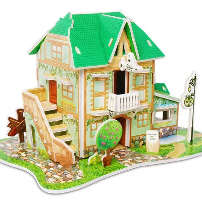 3D Stereo Puzzle Children′s Puzzle Toys DIY Handmade Paper House Model for Boys and Girls Aged 3-6-8 in Kindergartens