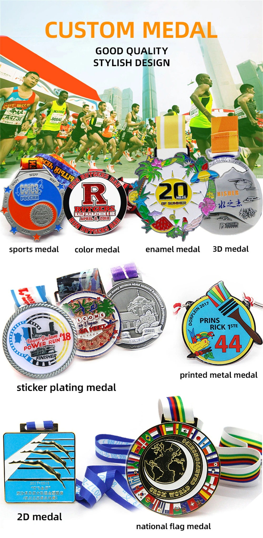 Custom The Color Run Acrylic Gold Marianne Ice PRO Religious Medal Insert Paper Pendant Machine Flake for Kids Saint Anna Medal
