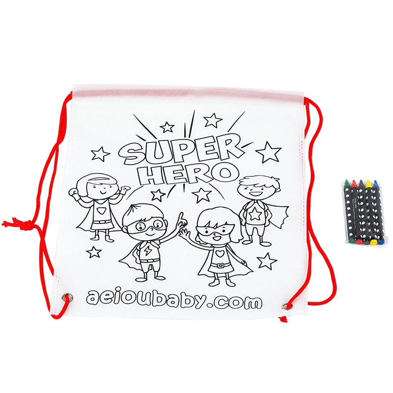 DIY Painting Kit for Kids, Super Hero Bag for Coloring, with Crayons