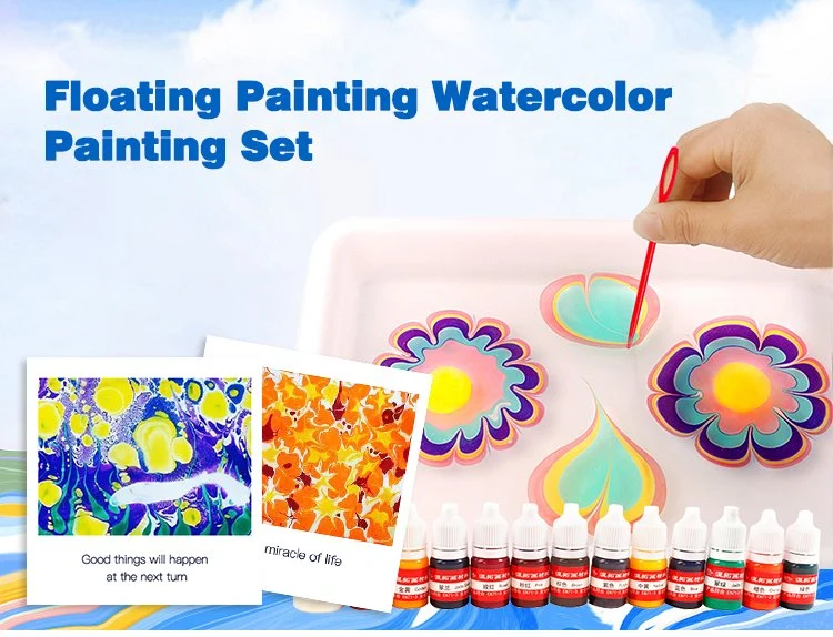 Wbg Non Toxic DIY Marble Painting Water Marbling Paint Art Kit for Kids