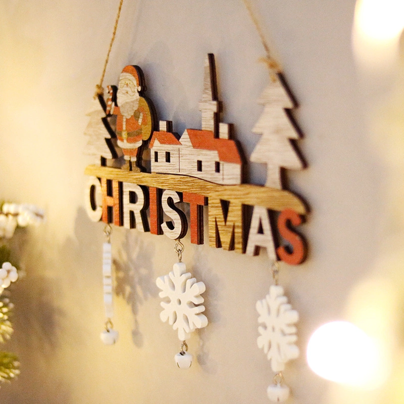Hanging Crafts Wooden Christmas Door Decoration for Home and Party