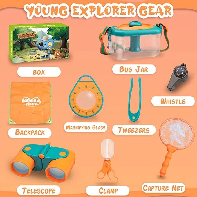 Outdoor Explorer Set Other Educational Toys for Kids 2023 with Bug Catching Magnifying Glass, Butterfly Net, Critter Keeper, Binoculars