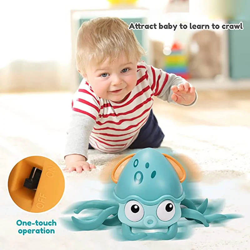 Jstar Toddler Interactive Learning Other Educational Toys Sensing Crawling Octopus Baby Toy with LED Light and Music Toys