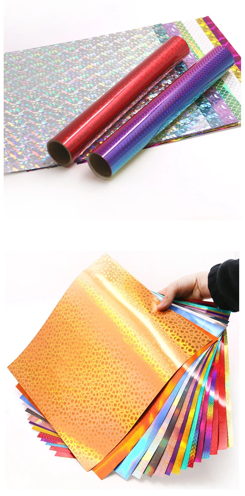 SINOVINYL 12x12&quot;/30.5x30.5CM Holographic Rainbow Gradient Die Cutting Sticker Kids DIY Cutting Vinyl Sheets Sticker