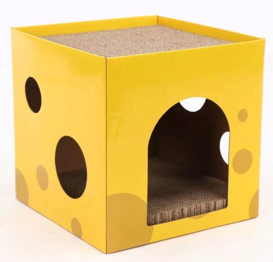 Custom Cheese Box Cat Scratch Board Cat Nest Corrugated Paper Box Pet House Toy
