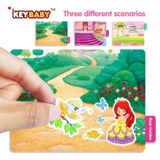 Keybaby Removable Vinyl Reusable Sticker Book Children Toys Set Activity Toys for Kids Customized